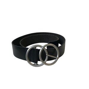 Urban Outfitters Black Leather Double Ring Buckle Belt Size M